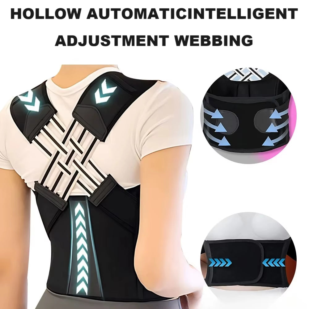 Back Brace Posture Corrector for Women and Men, Shoulder Straightener Adjustable Full Back Support Upper and Lower Waist Belt